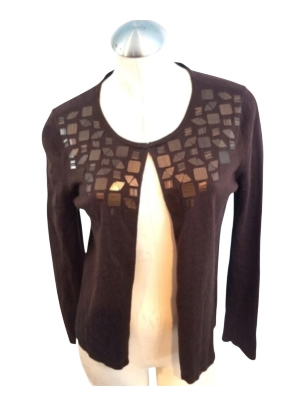 3/$25 Jones New York Size S Brown Embellished Cardigan